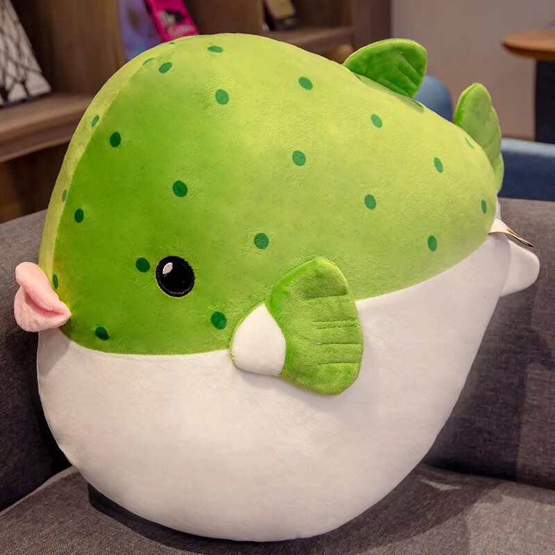 Fish Plush Toy Kawaii Cartoon Ocean Puffer Fat Fish Plush Pillow Soft Bed Cushion Child Girl Cute Pillow Birthday Holiday Gift ShopOnlyDeal