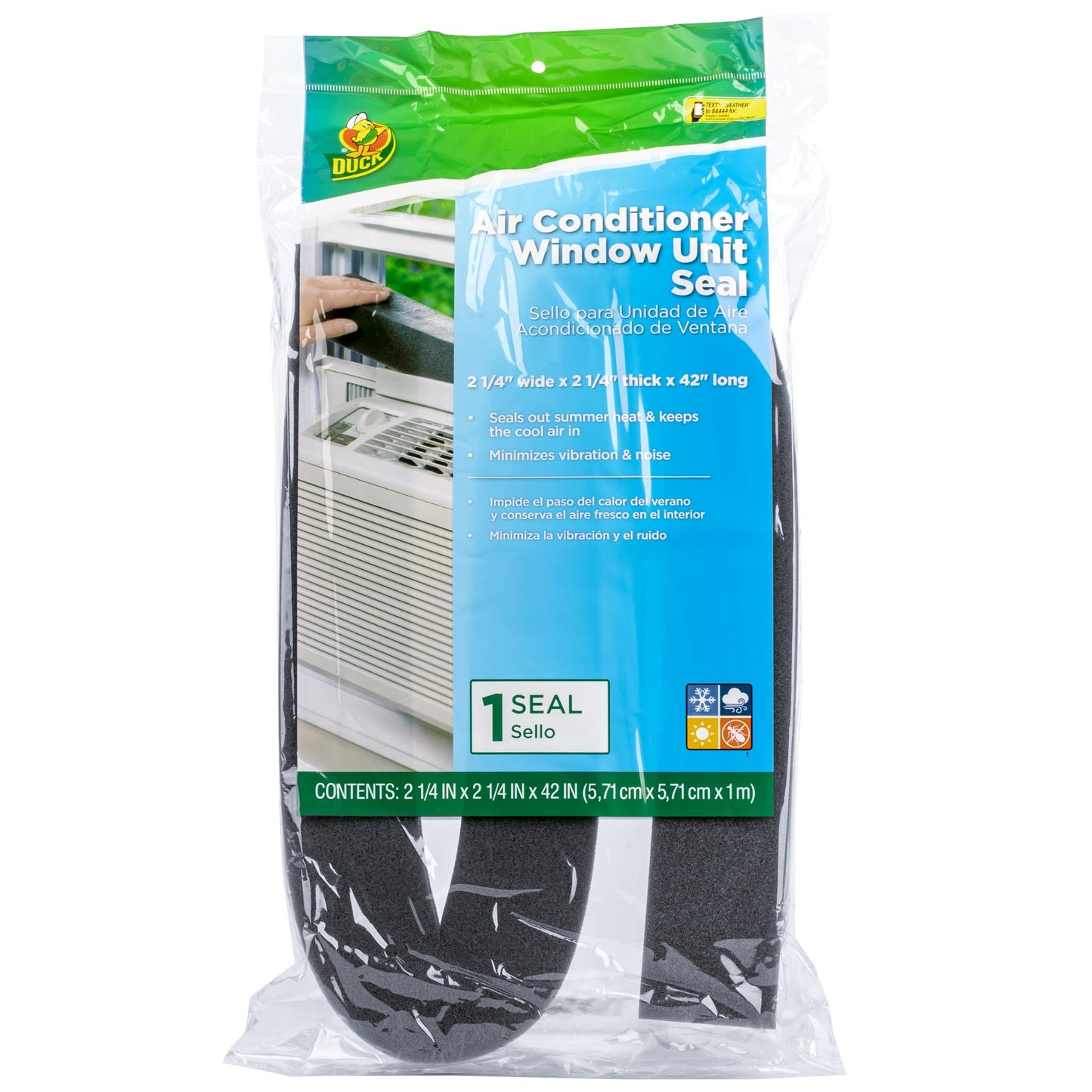 Duck 2.25 x 2.25 x 42 Window Air Conditioner Insulating Seal. Black