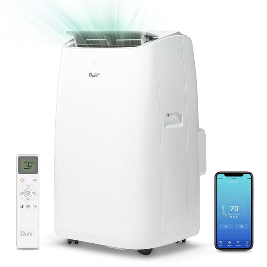 DuraComfort Room Portable Air Conditioners.  8150BTU (12000 BTU Ashrae) Smart WiFi. Built-in Cool. Dehumidifier. Fan. White