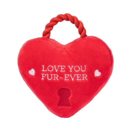 FuzzYard Valentines Day Love You Fur-Ever Lock Plush Dog Toy