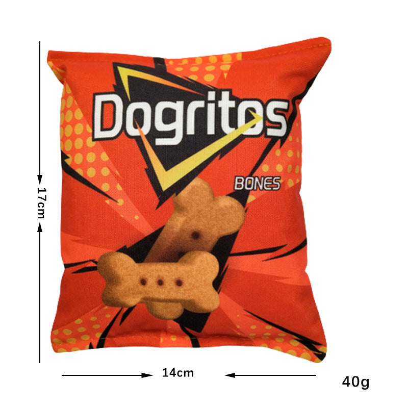 Potato Chip Bag Pet Plush Toy With Squeaker GROOMY