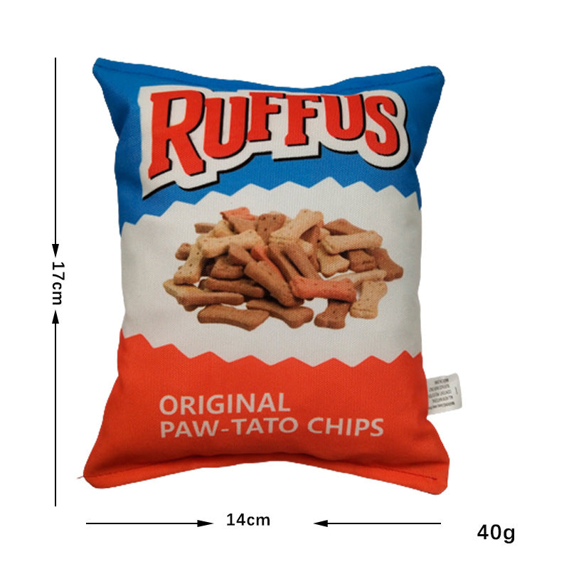 Potato Chip Bag Pet Plush Toy With Squeaker GROOMY