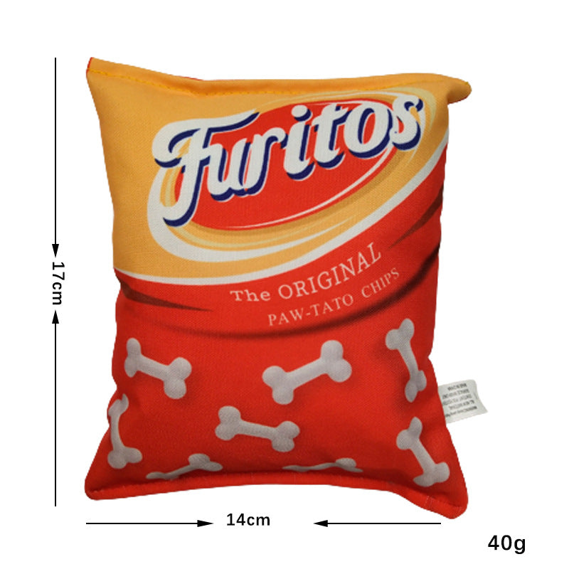 Potato Chip Bag Pet Plush Toy With Squeaker GROOMY