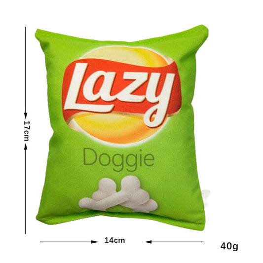 Potato Chip Bag Pet Plush Toy With Squeaker GROOMY