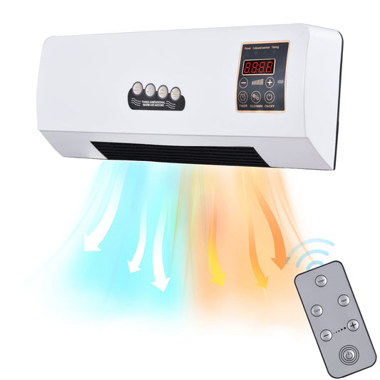 Vistreck Heater and Air Conditioner Combo 2-in-1 Timing Function Heating and Cooling Wall Mounted Electric Air Conditioner and Heater Fan with Remote Control for Dormitory Home