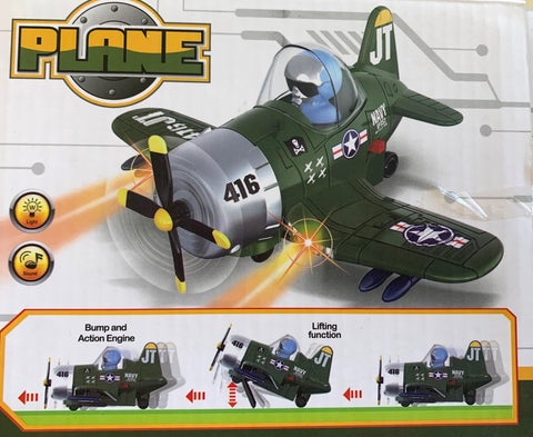6.5" Bump & Go Pilot Aviator Jet With Lights And Sound
