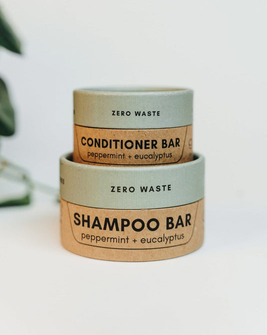 Hair Care Duo | Shampoo & Conditioner Bar Shampoo Bar Zero Waste MVMT Peppermint + Eucalyptus With Container No